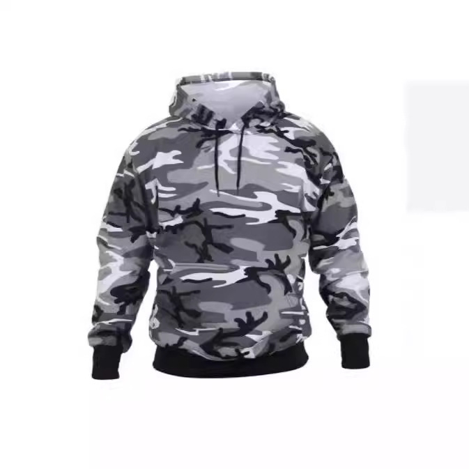 Mens Casual Camo Hoodie Top - Image 8